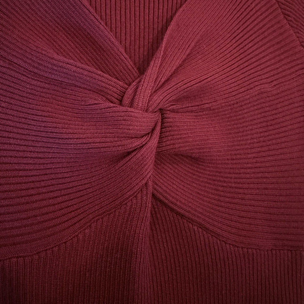 Petal & Pup Wine Ribbed Knit Twist Front Maxi Dress Bodycon - Picture 6 of 11